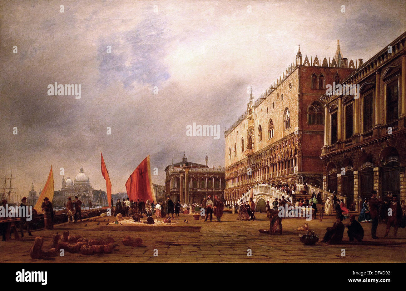 Rudolf von ALT - Vue de Venise avec le palais des Doges et le pont de la Pagalia - Musée des beaux-arts - Budapest, Hongrie. Banque D'Images