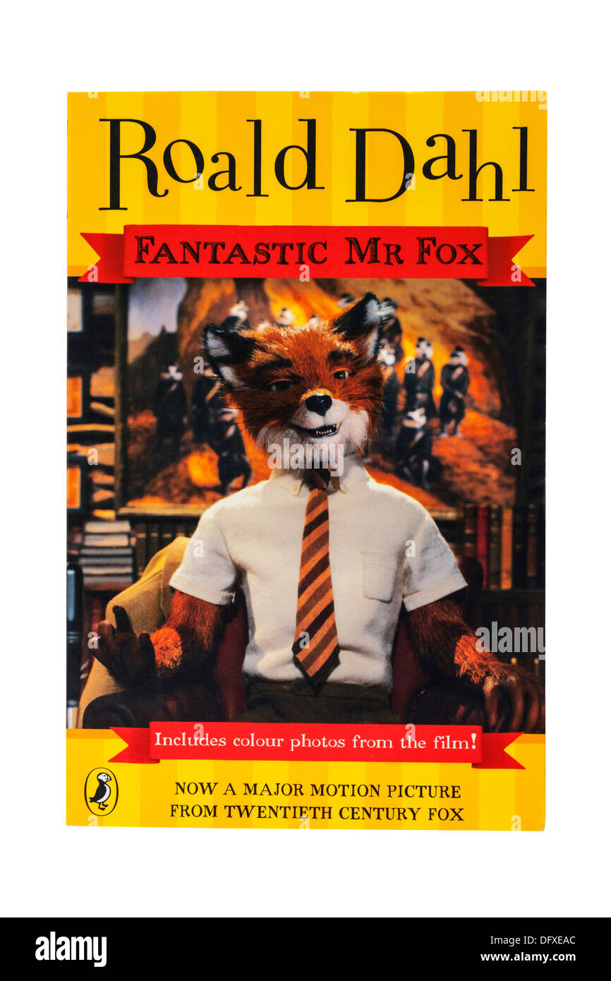 Un livre pour enfants de Roald Dahl Fantastic Mr Fox appelé sur un fond blanc Banque D'Images