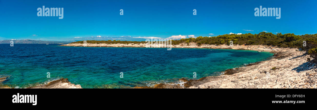 Veli Bili Bok Beach sur l'île de Proizd, Croatie Banque D'Images