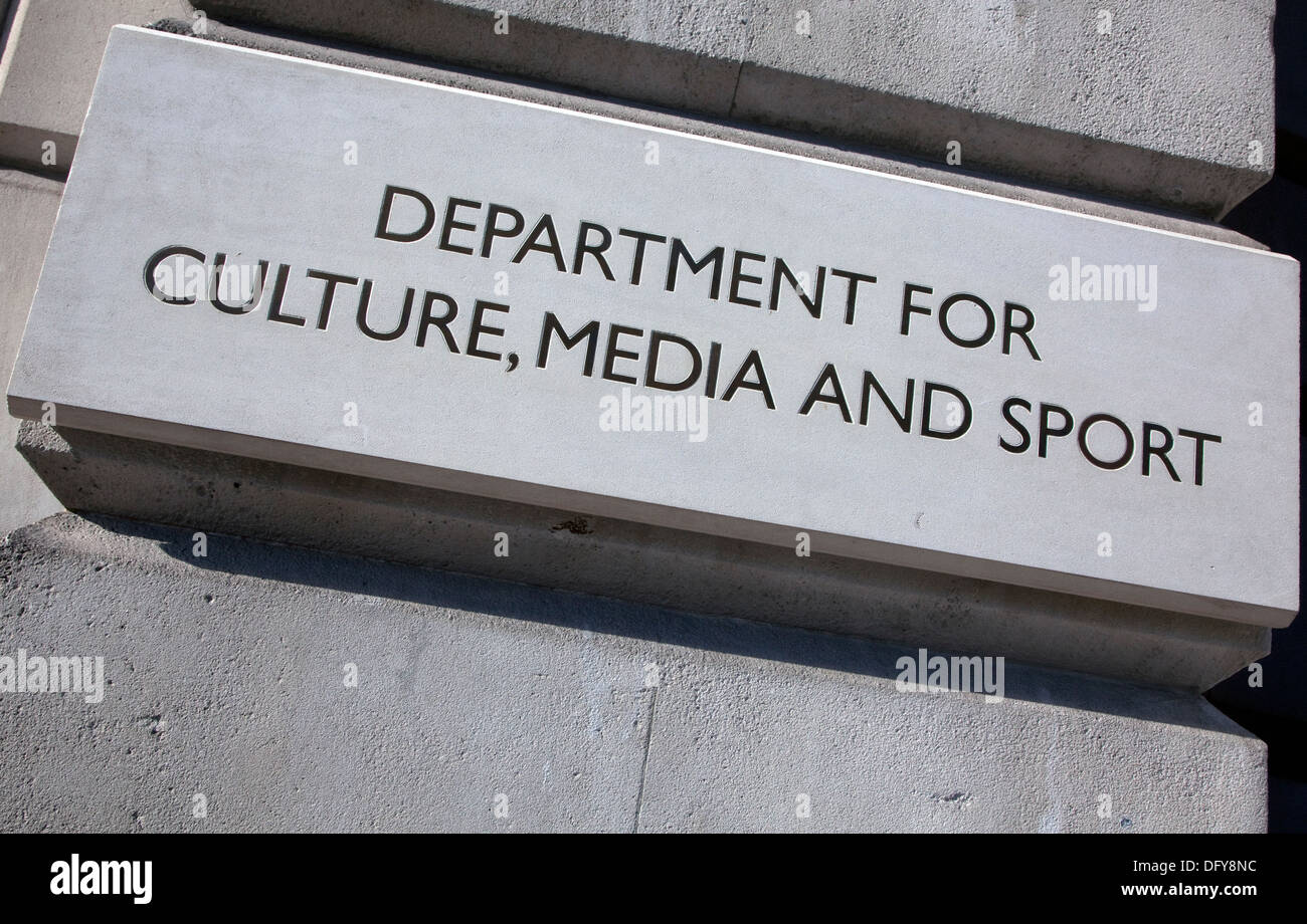 Pour les médias, ministère de la Culture et du Sport, Whitehall, Londres Banque D'Images