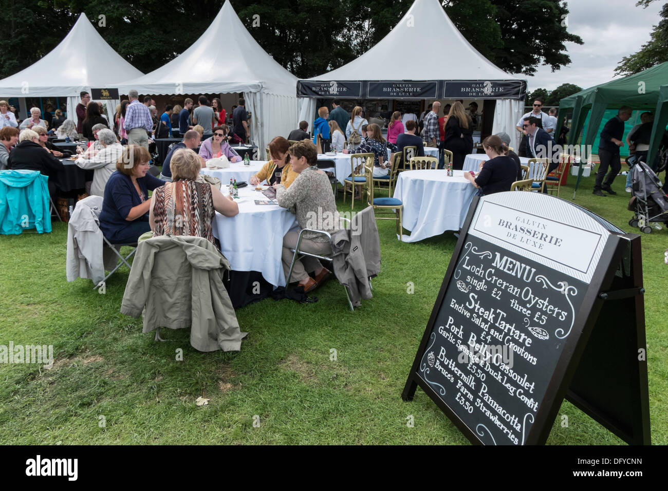 Festival des gourmands, Inverleith Park, Édimbourg, Écosse, événement annuel, août 2013. Galvin, Brasserie, bar à huitres. Banque D'Images
