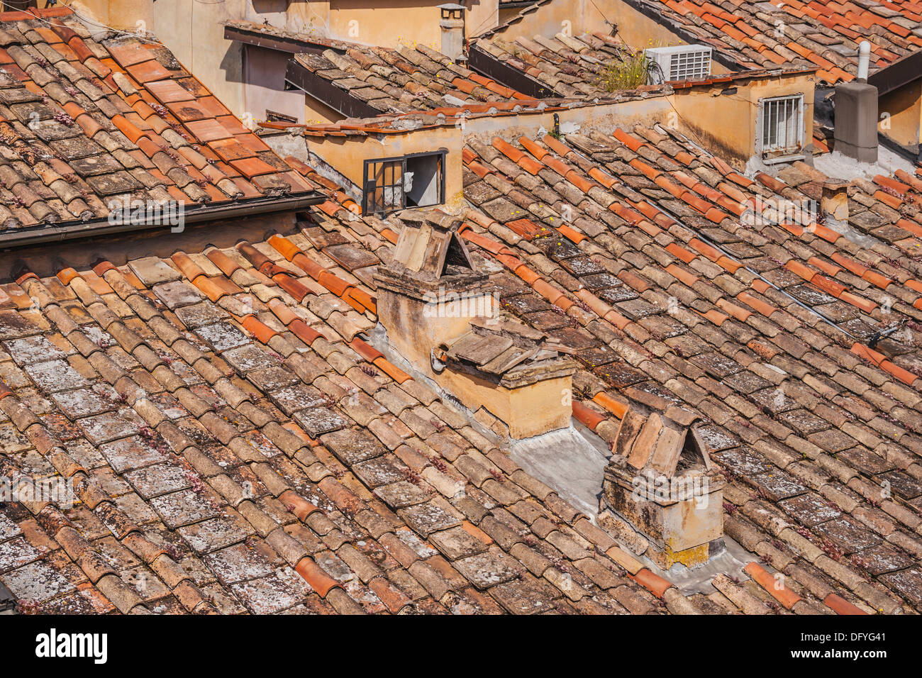 Des toits dans la dans la vieille ville de Rome, Latium, Italie, Europe Banque D'Images