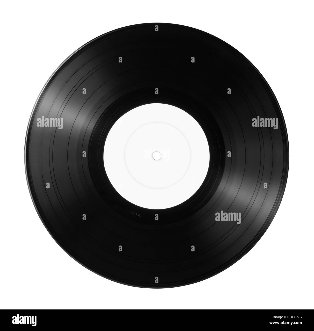 Nouveau disque vinyle avec étiquette vide isolated on white Banque D'Images