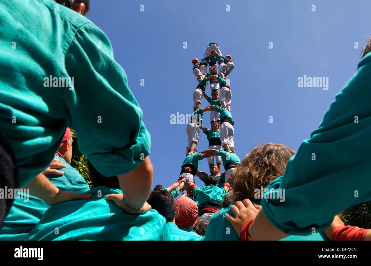 Castellers de Sants.'Castellers' les capacités humaines, une tradition catalane Banque D'Images