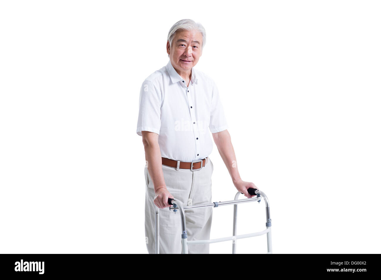 Senior man with walker Banque D'Images