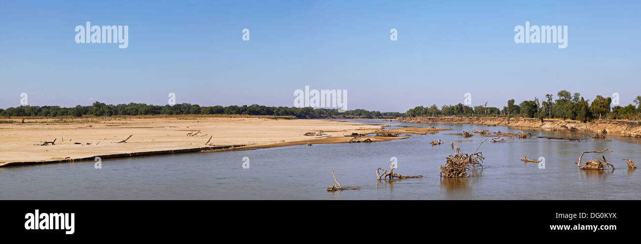 Le Parc National de South Luangwa, paysage à la Rivière Luangwa, en Zambie Banque D'Images