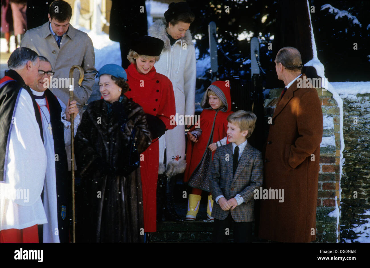 La famille royale britannique, le Jour de Noël traditionnel au service Sandrigham, Norfolk, Angleterre. 25-12-1985 Banque D'Images