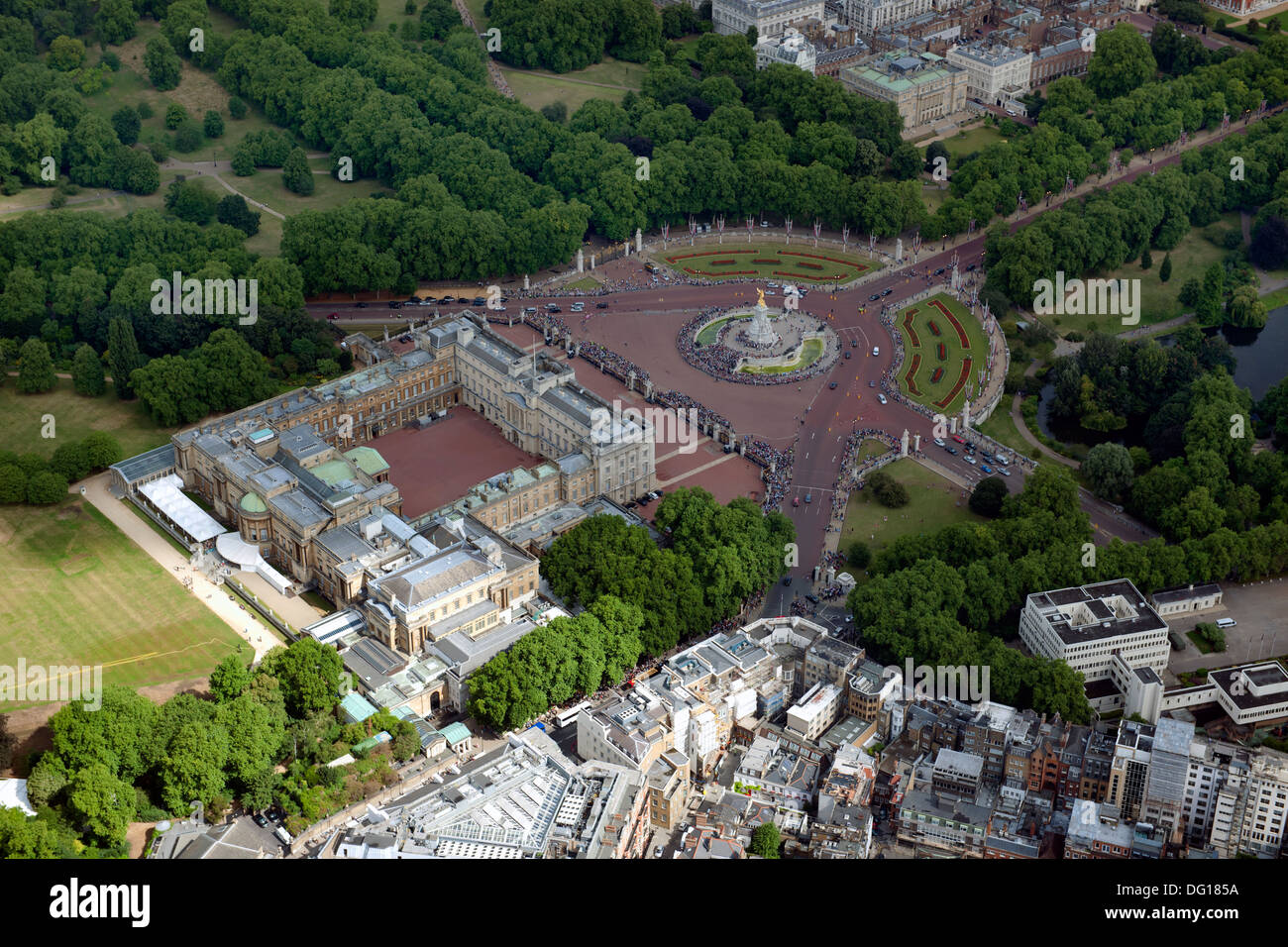 Vue aérienne du palais de Buckingham Londres Angleterre. Banque D'Images