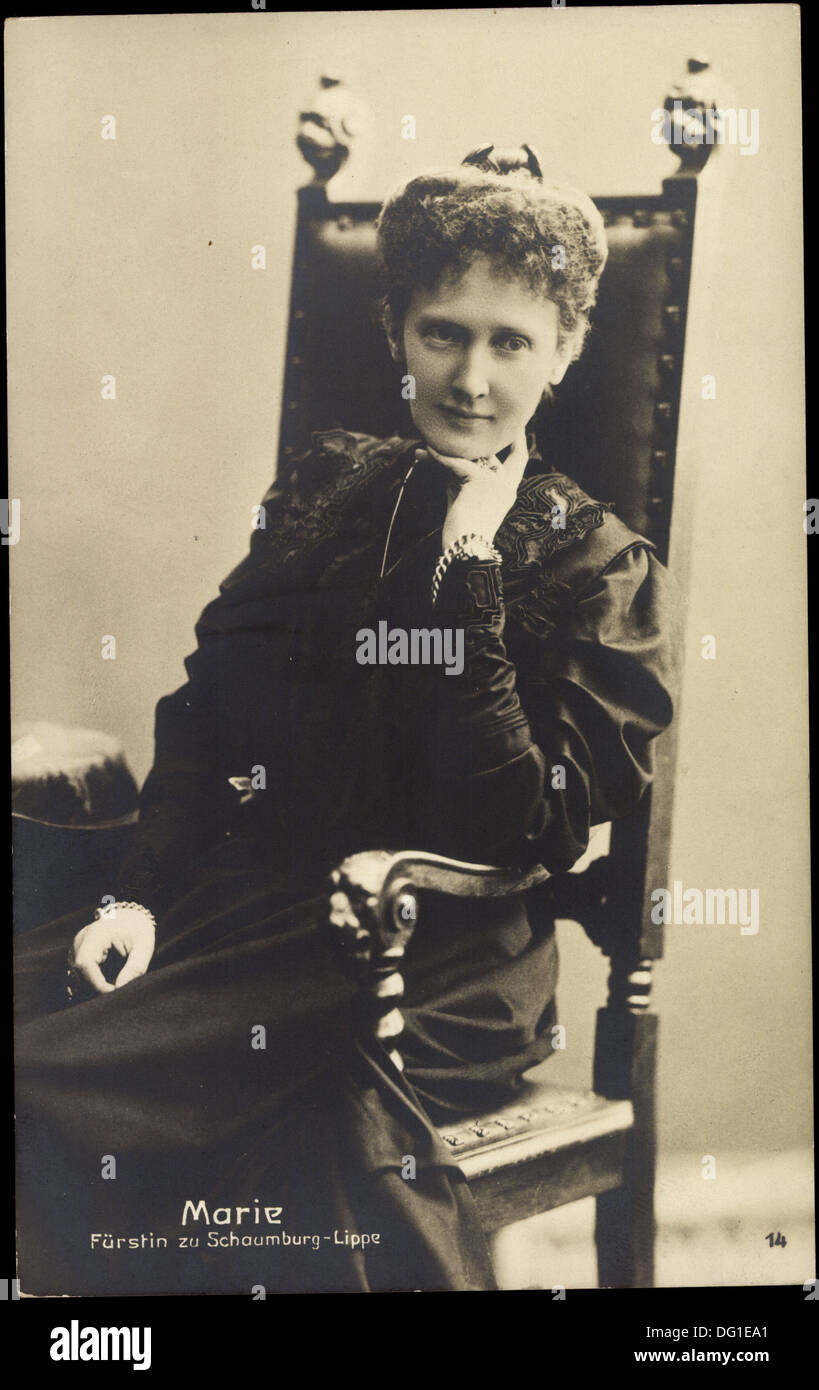 Ak Fürstin Marie zu Schaumburg Lippe, Geboren Sachsen Altenburg ; Banque D'Images