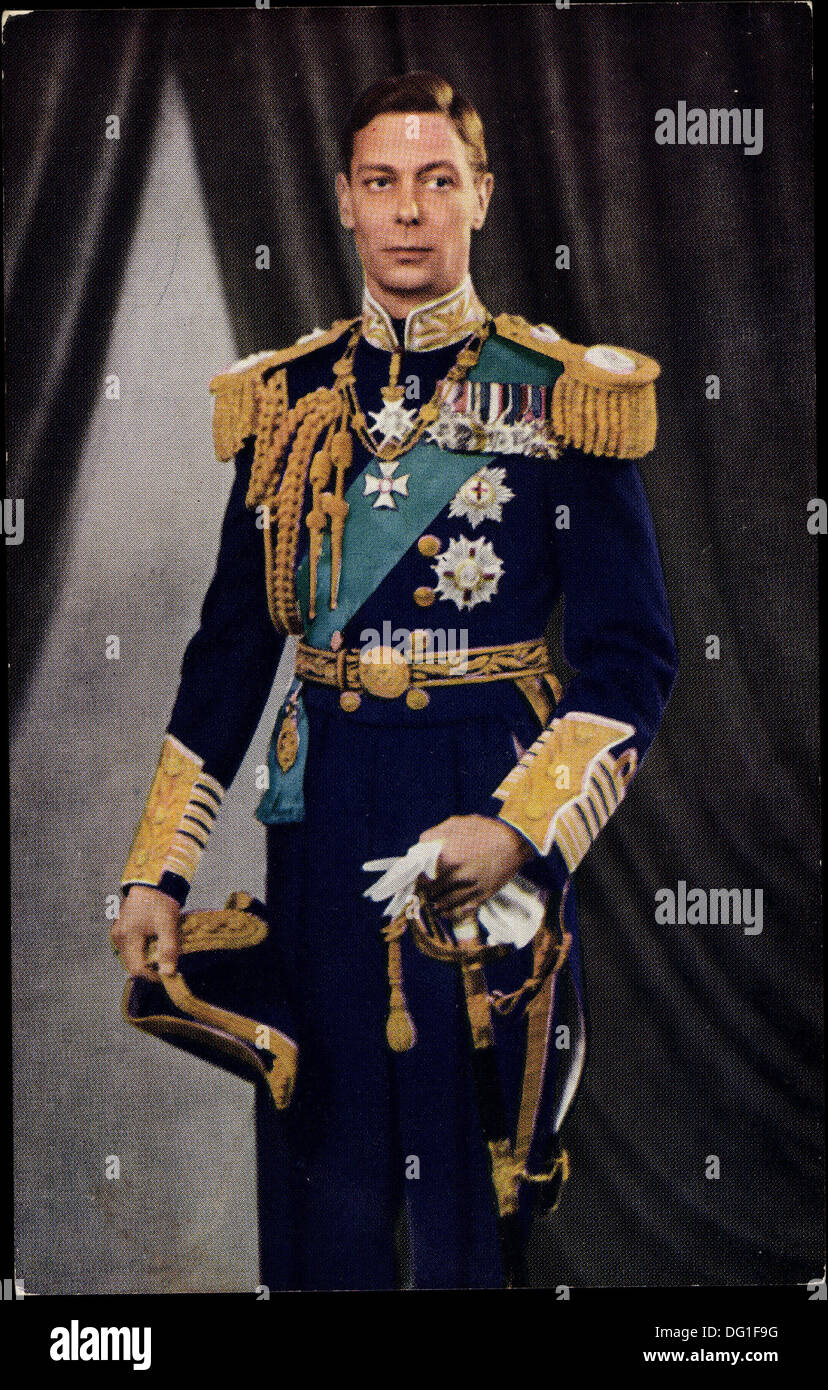Ak König Georg VI. von England, uniforme, Orden, Mütze ; Banque D'Images
