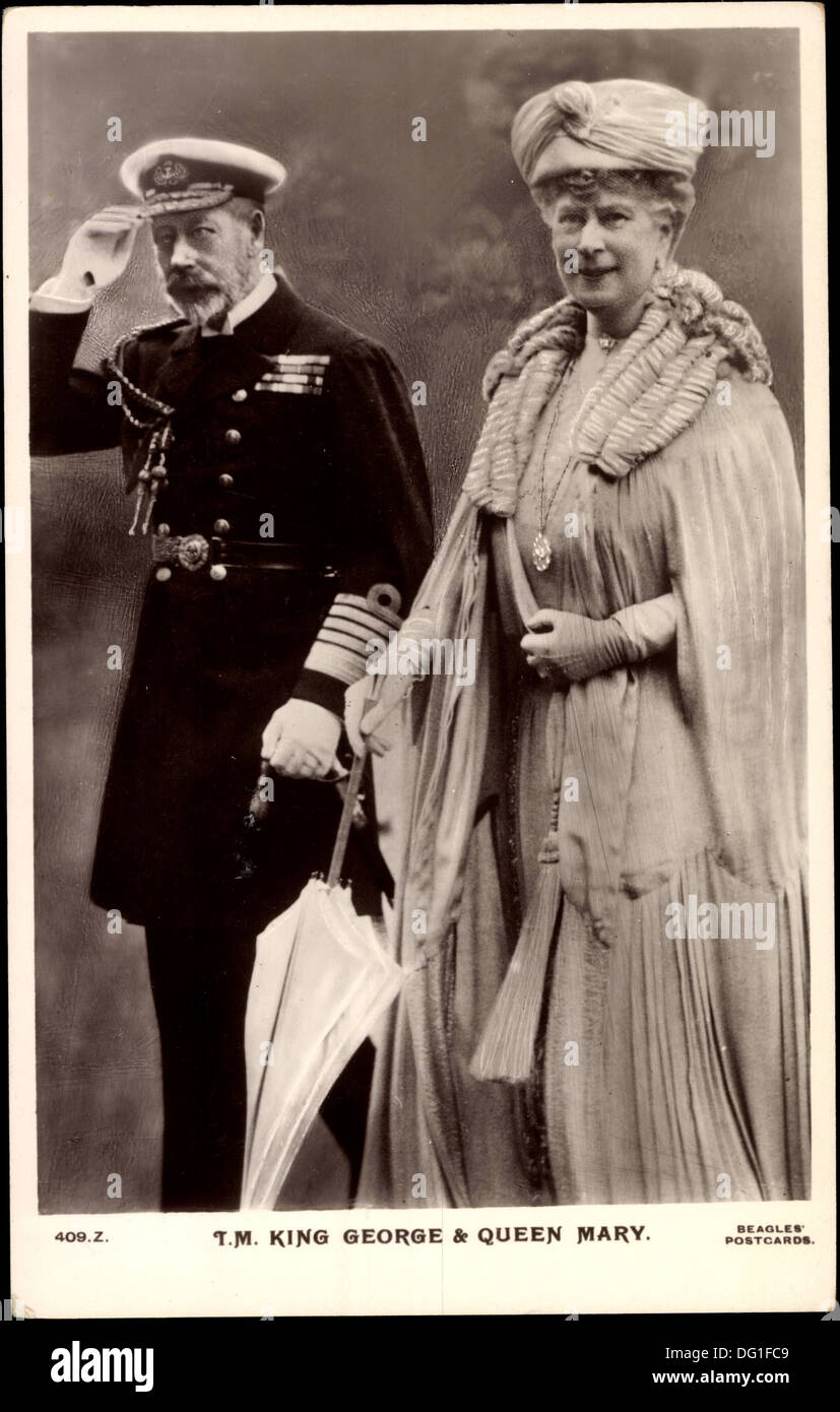 Ak T.M. Le roi George V, la reine Mary, Maria von Teck, König Georg V ; Banque D'Images