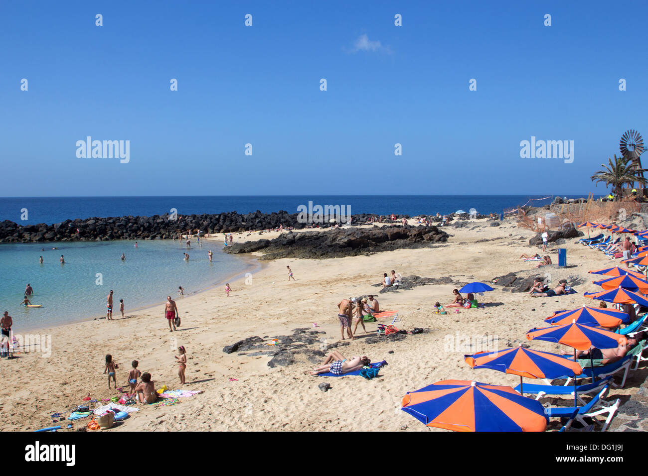 Playa del Jablillo,plage, Costa Teguise, Lanzarote, Îles Canaries Banque D'Images