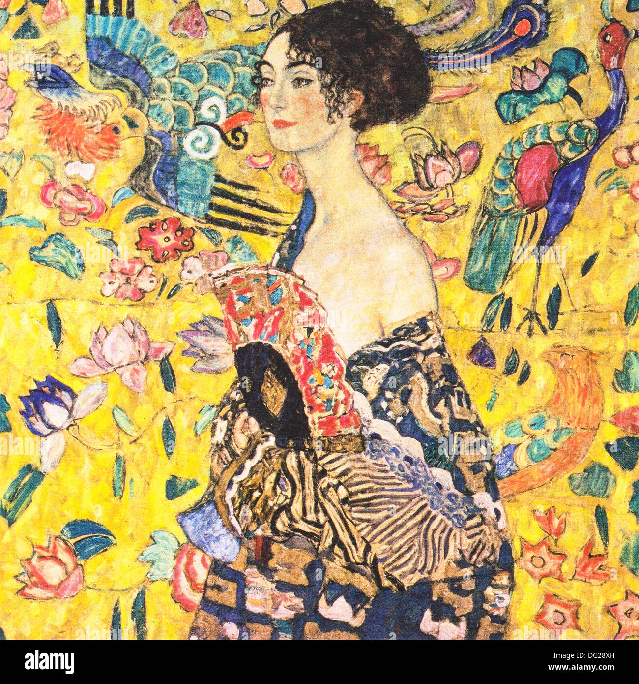 Dame avec ventilateur, Gustav Klimt, 1917-1918 Banque D'Images