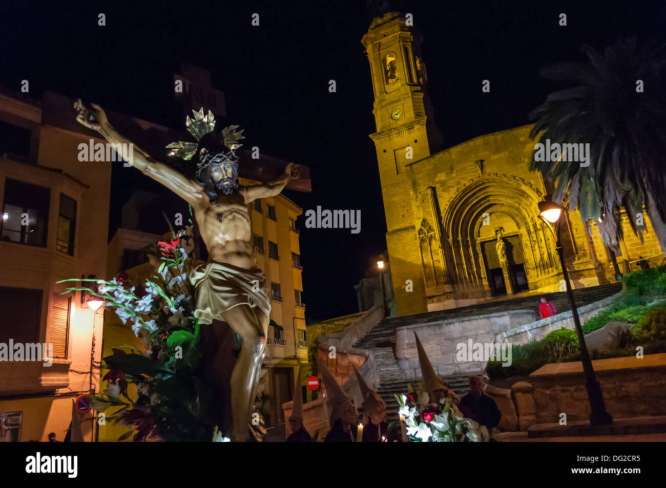 Procession de la semaine Sainte en Caspe, Saragosse, Aragon, Espagne Banque D'Images