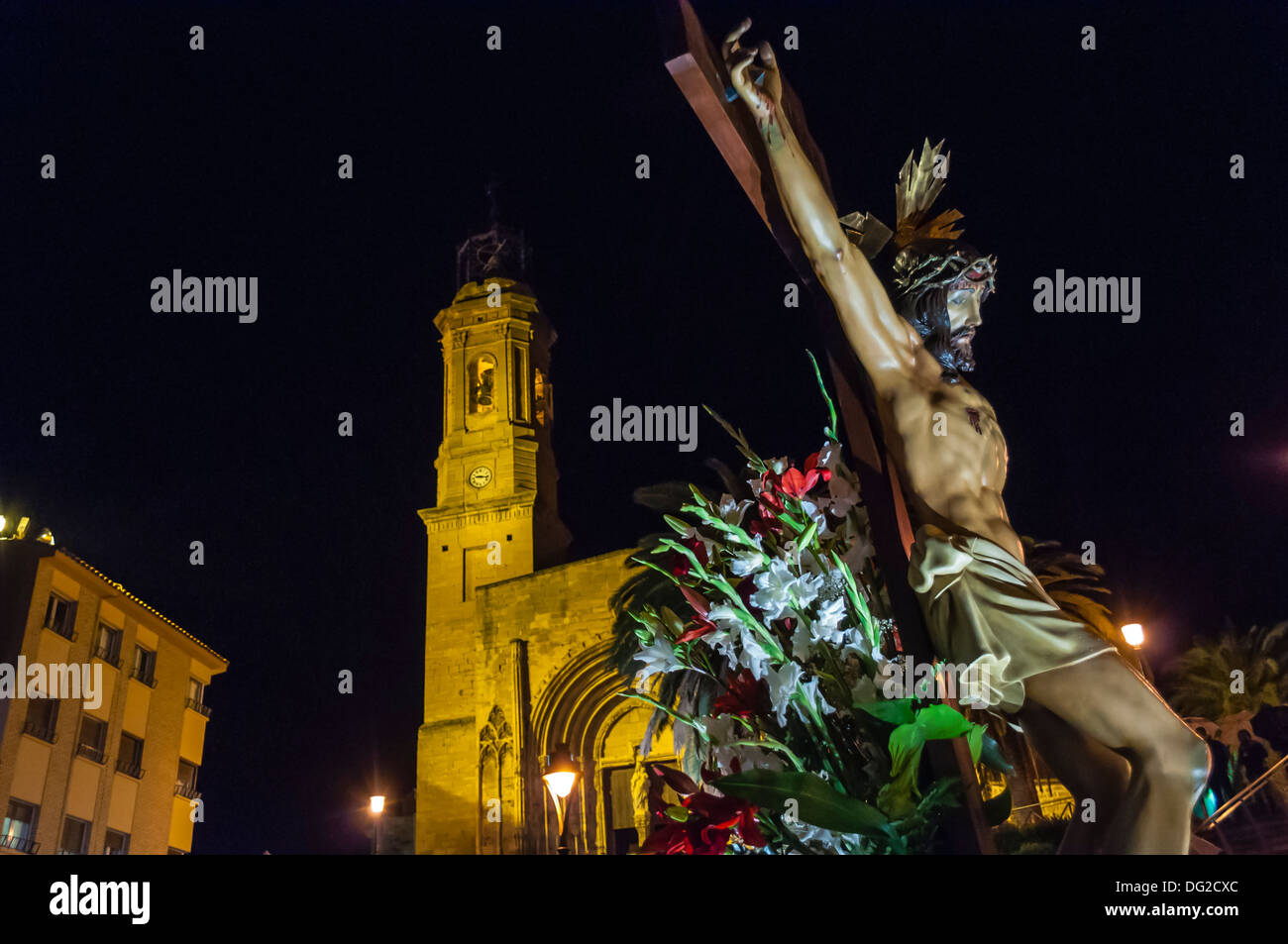 Procession de la semaine Sainte en Caspe, Saragosse, Aragon, Espagne Banque D'Images