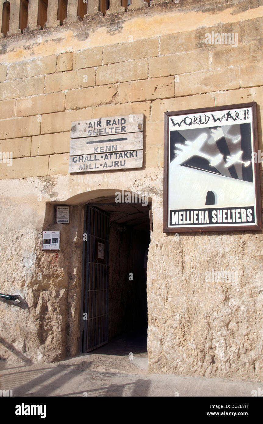 La Deuxième Guerre mondiale, abri Mellieha Malte Banque D'Images
