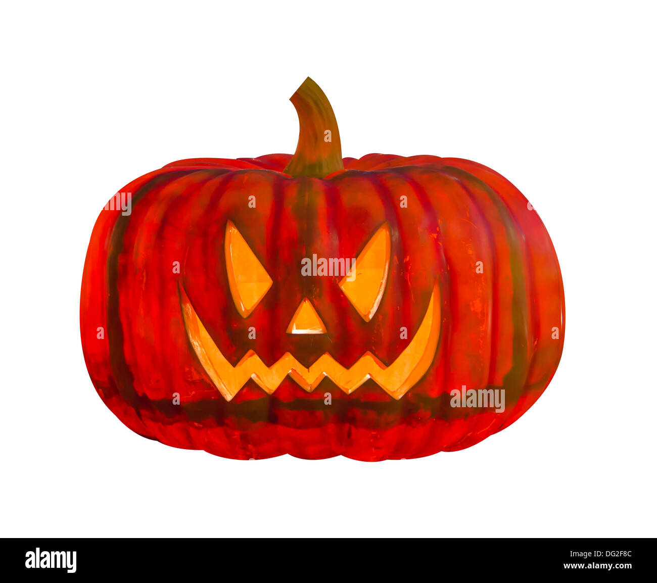 Scary Jack O Lantern halloween citrouille sur fond blanc Banque D'Images