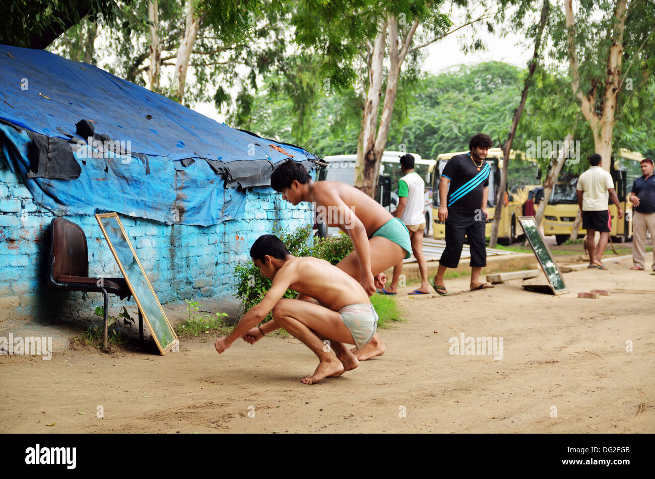Le Kabaddi wrestling sport camp d'entraînement à Delhi, Inde Banque D'Images