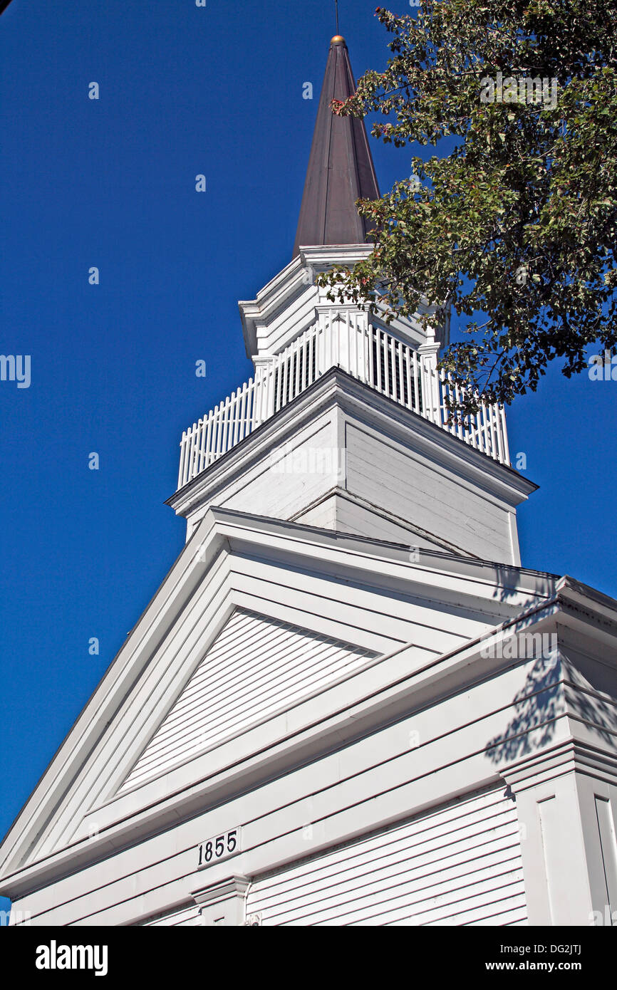 Clocher de l'Église congrégationaliste Brookksville Ouest côtes du Maine Nouvelle Angleterre USA Banque D'Images