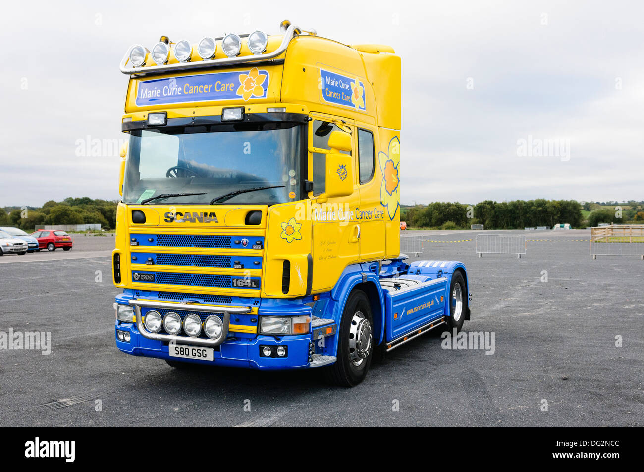 Le programme Marie Curie Cancer Care Scania 164L chariot, exploité par GS Gordon et son fils. Banque D'Images