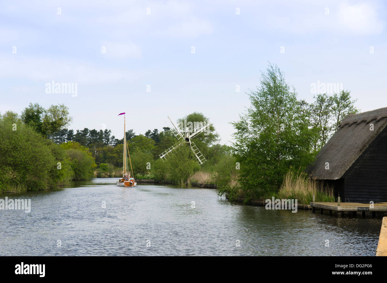 Le moulin de drainage, Boardman Comment Hill, rivière Ant. Norfolk Broads. Mai. Banque D'Images
