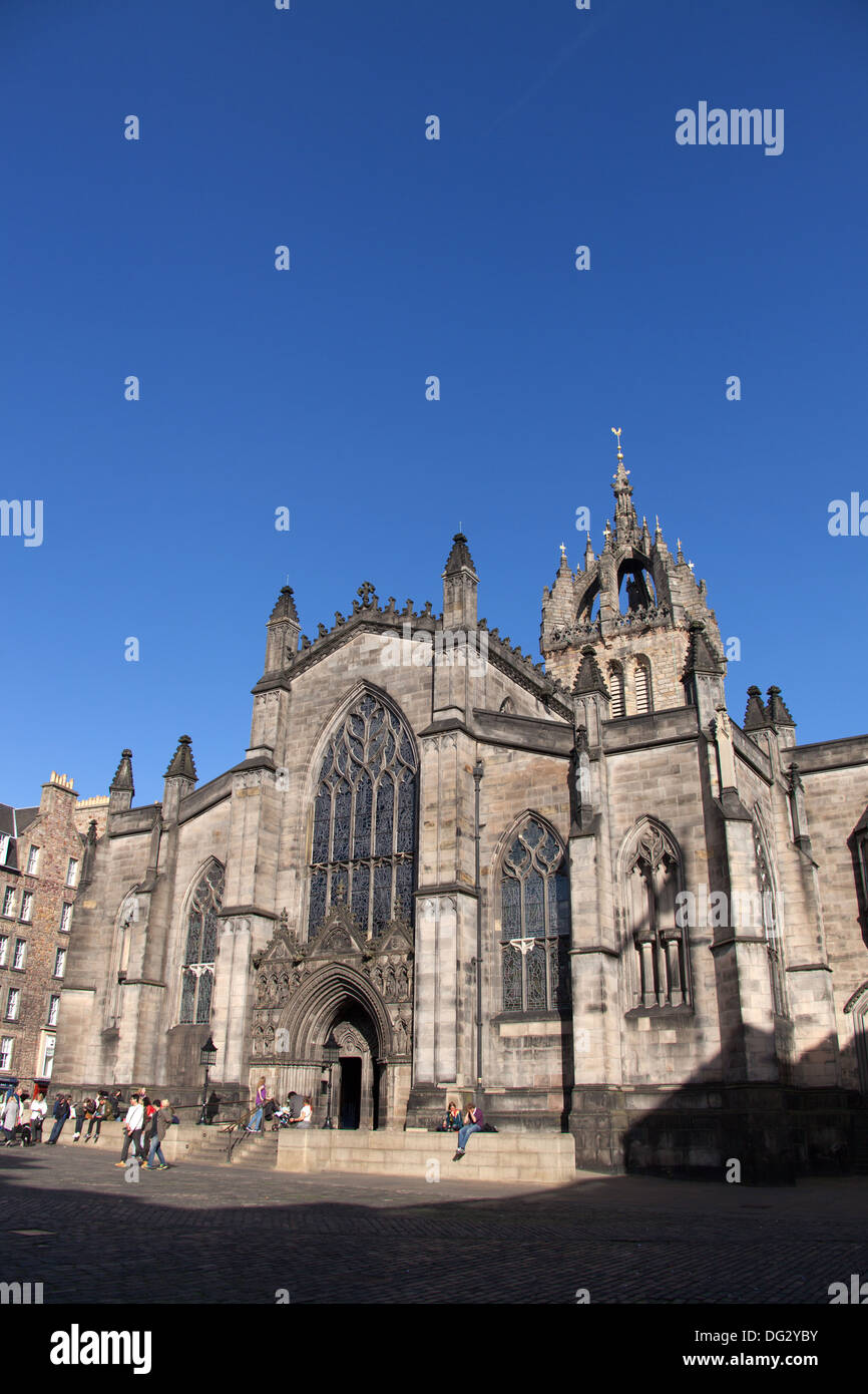 Ville d'Édimbourg, Écosse. Façade du haut Kirk d'Edimbourg, la cathédrale St Giles situé sur le Royal Mile. Banque D'Images