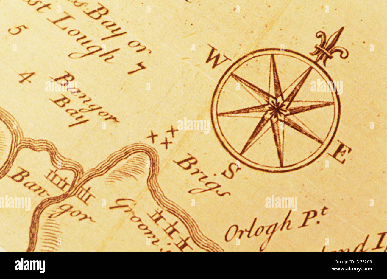 Rose Des Vents Sur La Carte Du 18eme Siecle Photo Stock Alamy