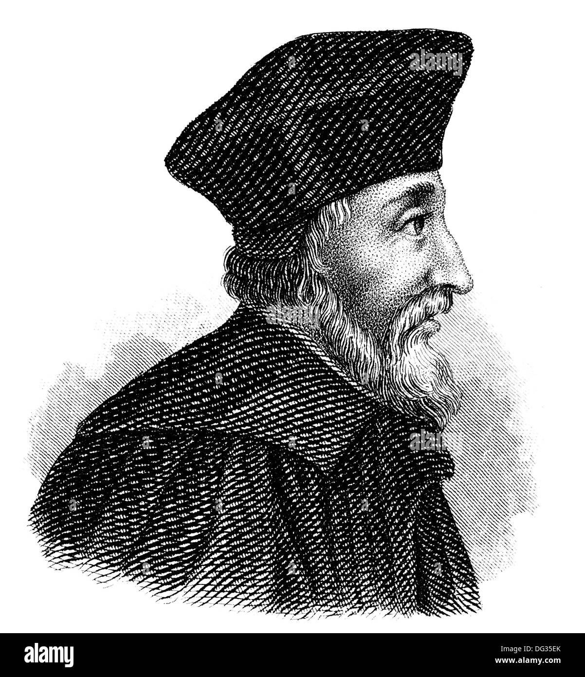 Portrait de Jan Hus ou Johannes Huss, ca. 1369 - 1415, un réformateur chrétien et martyr, Banque D'Images