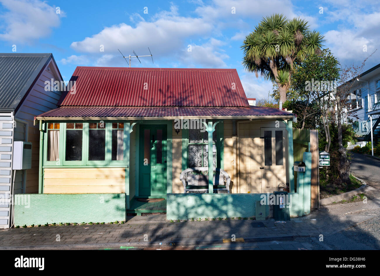 South Street, Nelson, île du Sud, Nouvelle-Zélande. Une importante aire de patrimoine mondial, et réputé pour être l'une des plus anciennes rues restantes. Banque D'Images