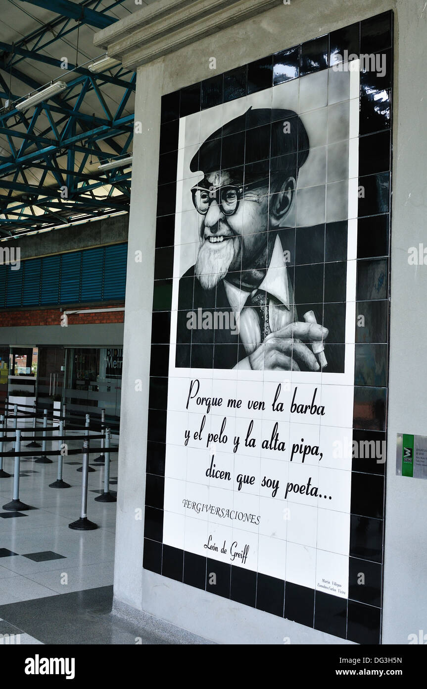 León de Greiff , Gare - quartier Acevedo à Medellin .Département d'Antioquia. Colombie Banque D'Images