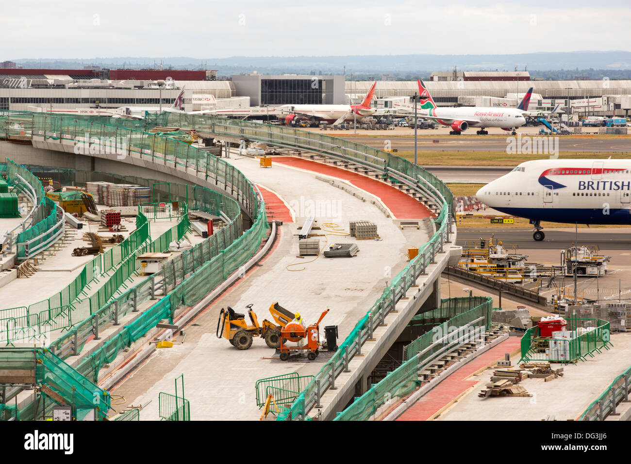 Travaux d'extension sur le terminal 2 de l'aéroport de Heathrow, Londres, Royaume-Uni. Banque D'Images