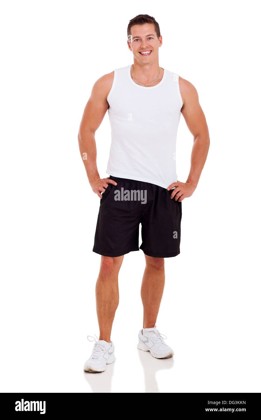 Remise en forme attrayante dans l'homme sportswear isolated on white Banque D'Images