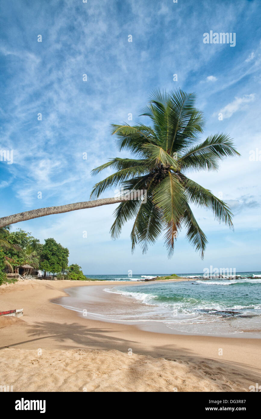 Tropical beach, côte sud, Tangalla, Sri Lanka, de l'Océan Indien, l'Asie Banque D'Images