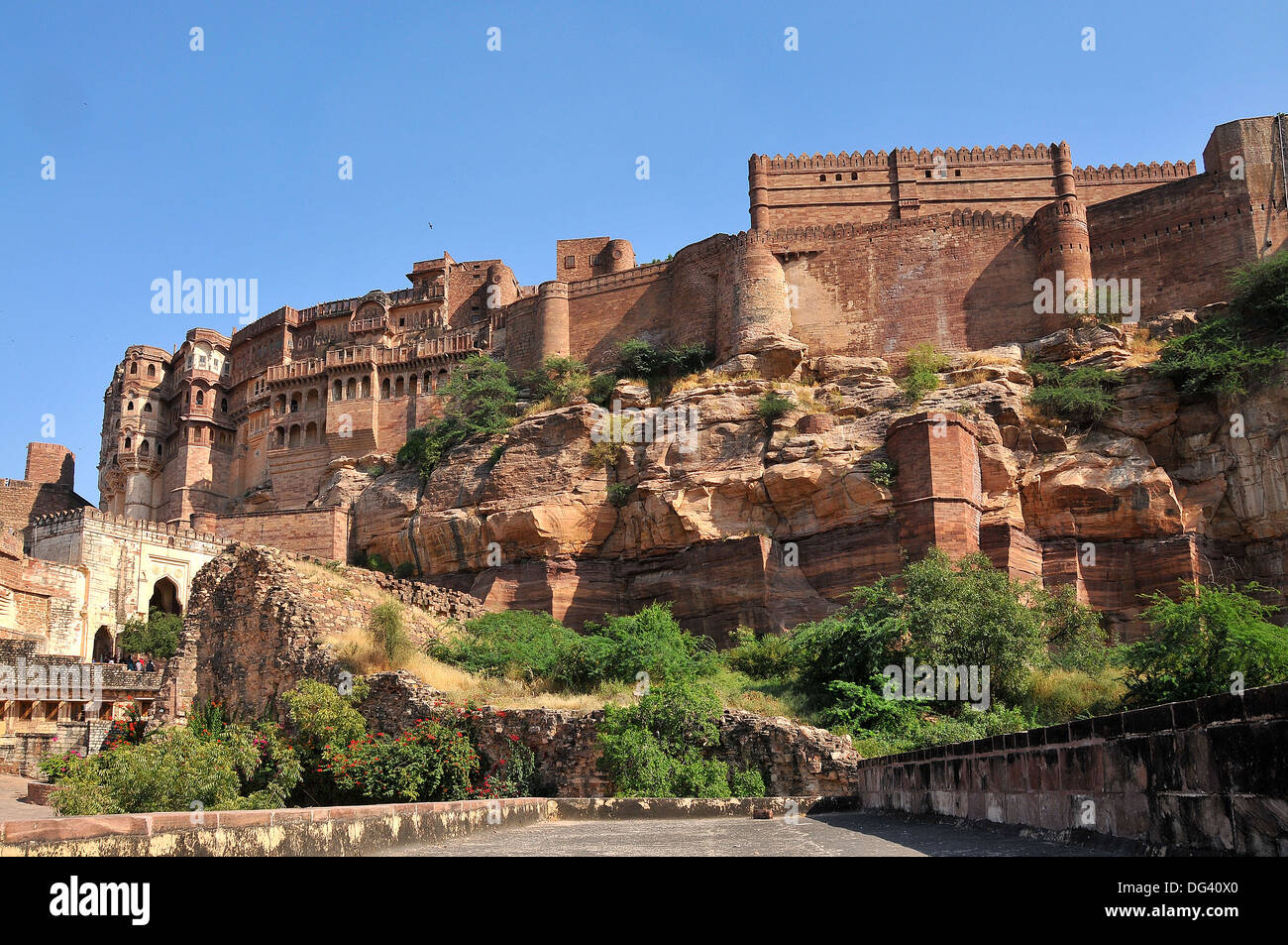 La Mehrangarh Fort de Jodhpur, Rajasthan, Inde, Asie Banque D'Images