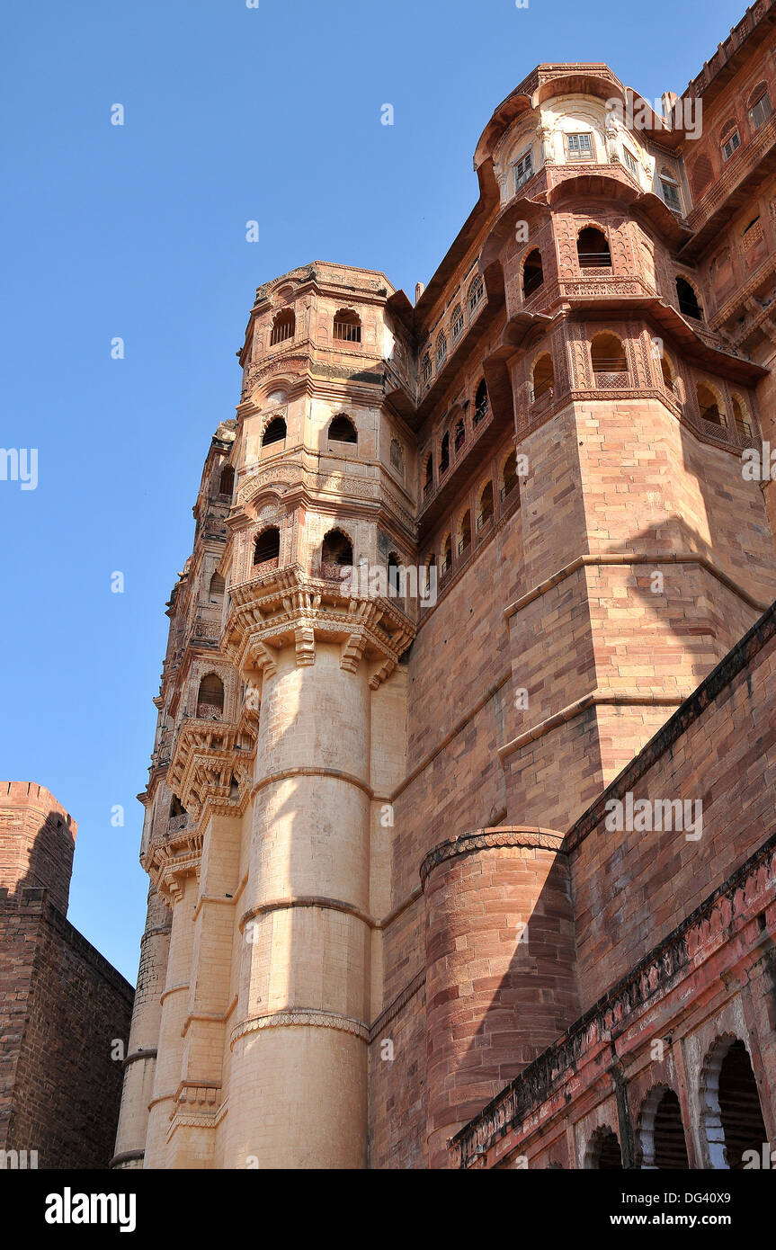 La Mehrangarh Fort de Jodhpur, Rajasthan, Inde, Asie Banque D'Images