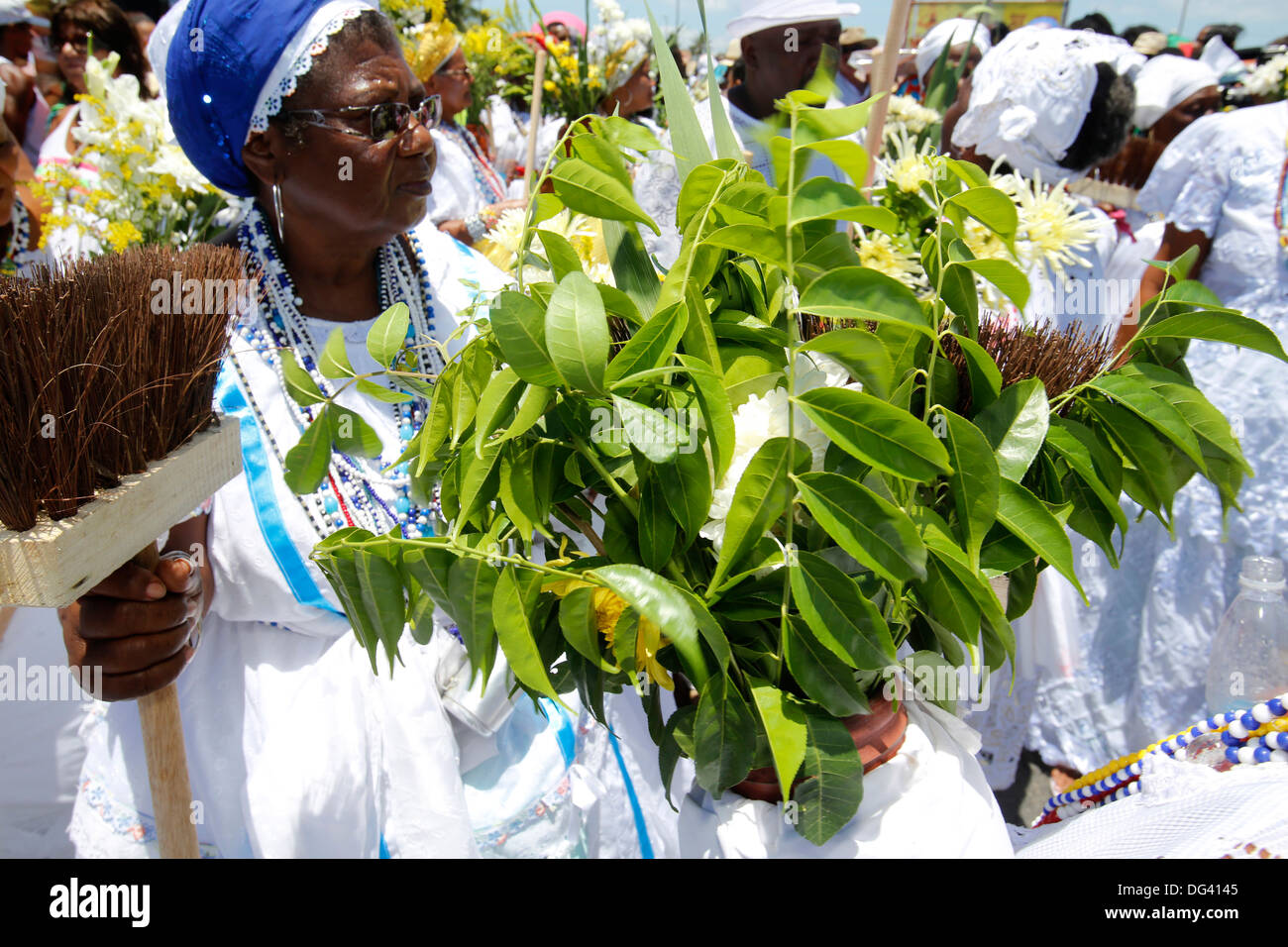 Avant la Procession Lavagem, lave des étapes d'Itapua église, Salvador, Bahia, Brésil, Amérique du Sud Banque D'Images