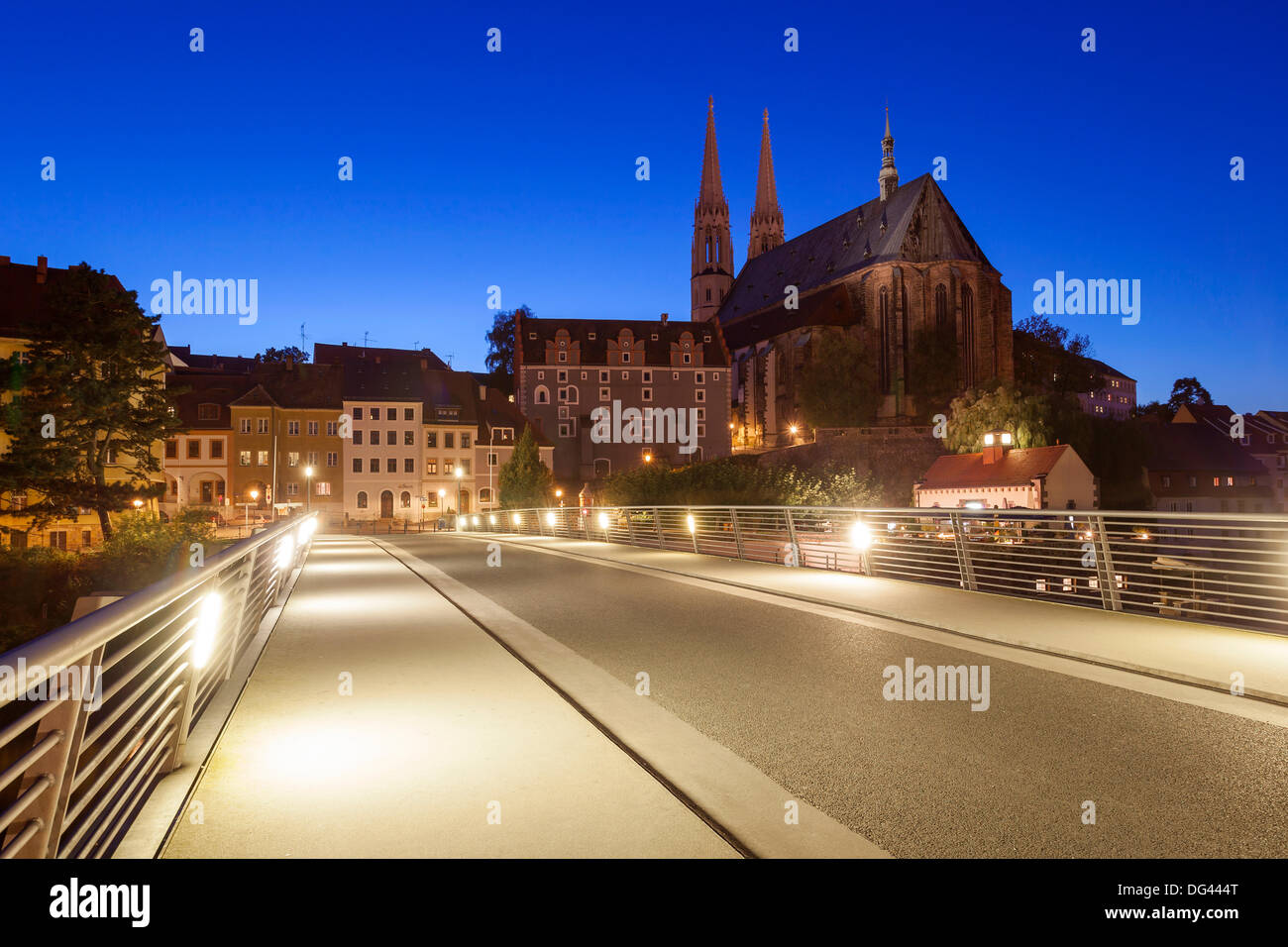 Allemagne/Saxe/Görlitz Görlitz, vue sur la ville avec la 'nuit' Peterskirche, 03 Oct 2013 Banque D'Images
