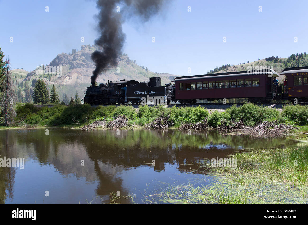 Nouveau Mexique et du Colorado, Cumbres et Scenic Railroad toltèque, monument historique, un bain à vapeur, locomotives USA Banque D'Images