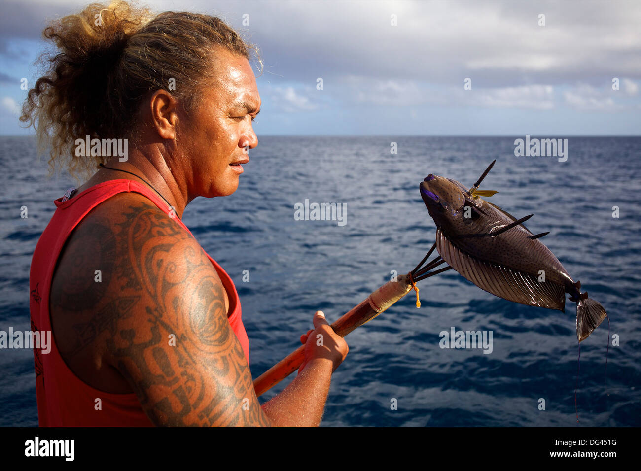 L'île de Fakarava dans l'archipel des Tuamotu, Polynésie Française, Pacifique Banque D'Images