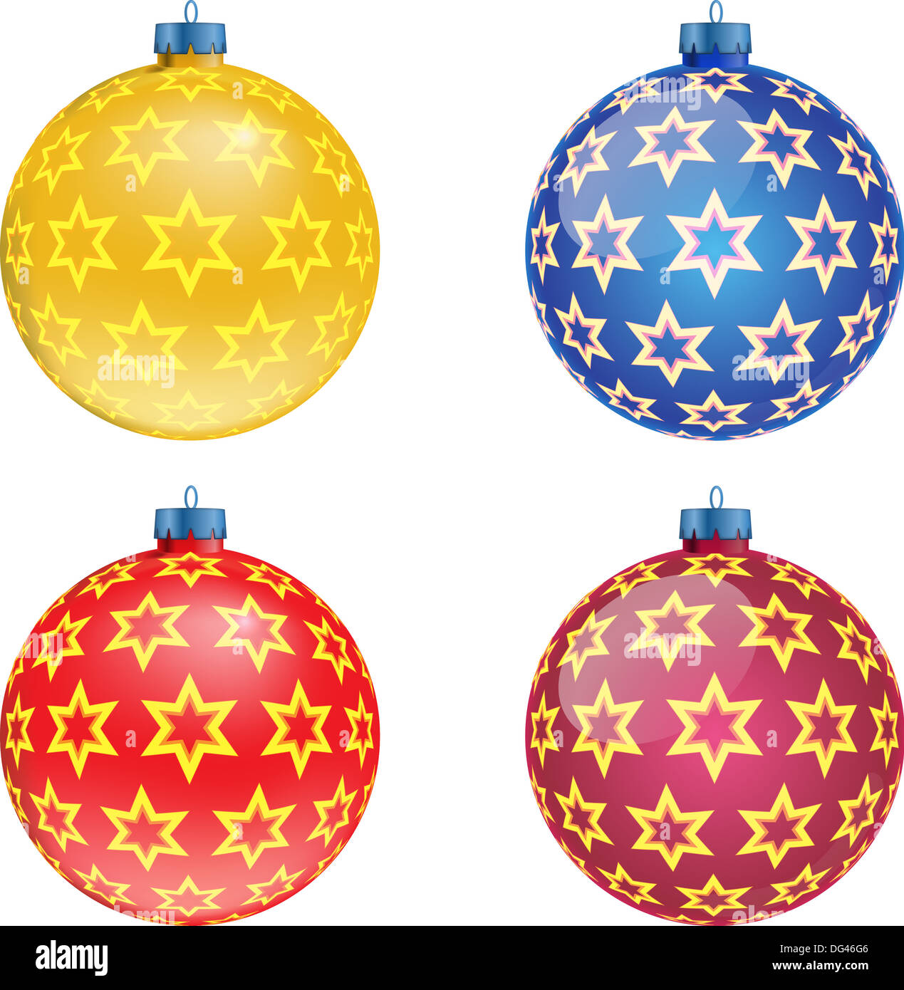 Jeu de boules de Noël colorées, illustration Banque D'Images