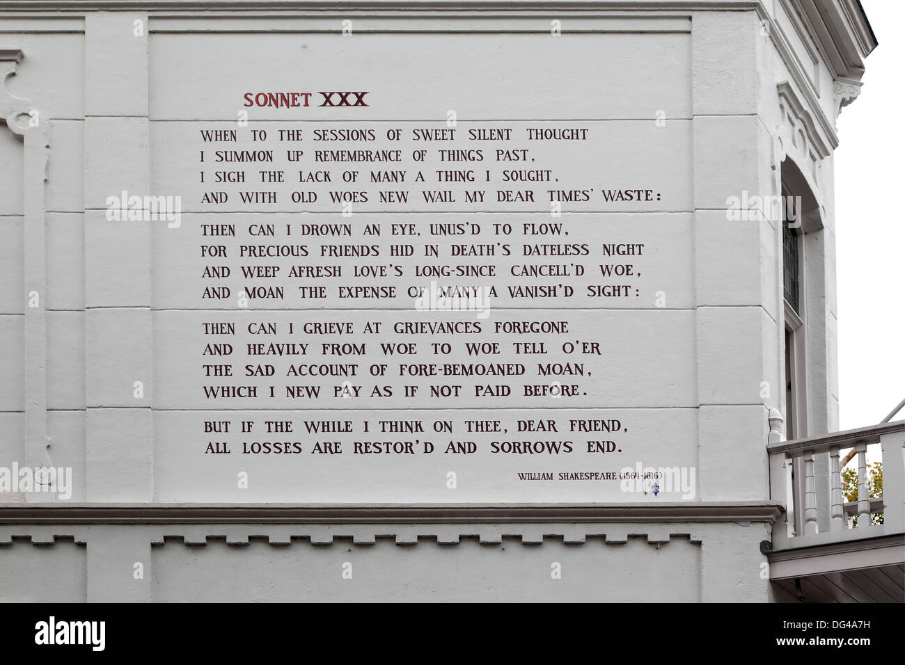 Sonnet XXX de William Shakespeare sur un mur de l'immeuble de Rapenburg 30,  Leiden, Pays-Bas Photo Stock - Alamy