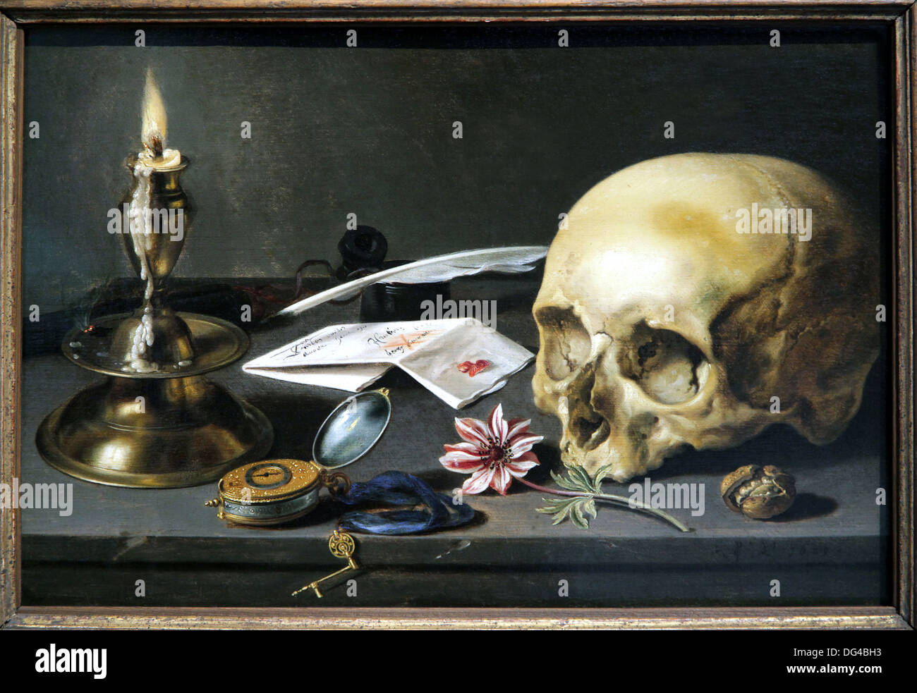 Vanitas encore la vie.par l'artiste Pieter Claesz.1625.les pays-Bas.Dutch Golden Age peintre de la vie encore Banque D'Images