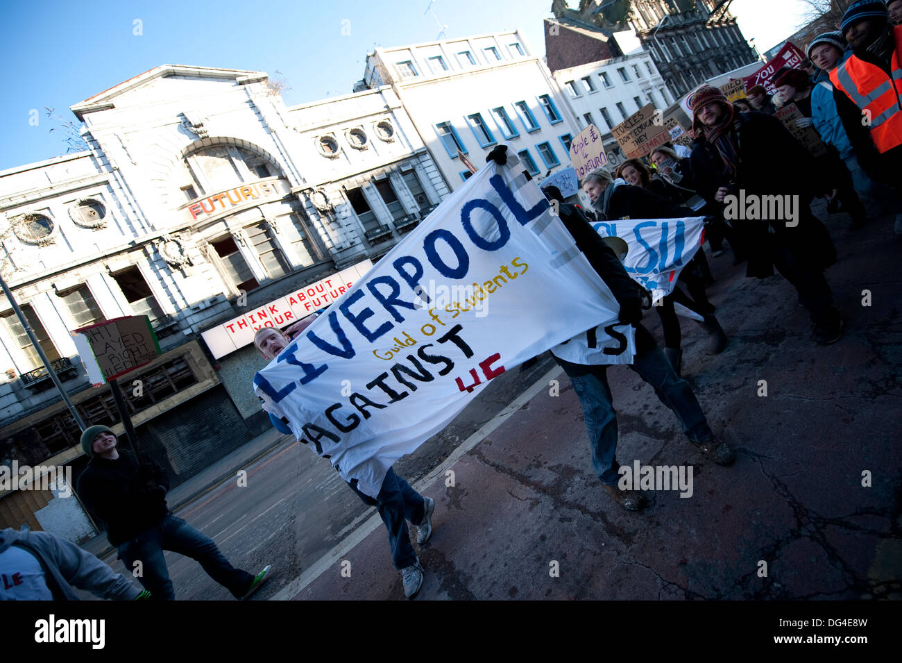 Le financement des étudiants du Royaume-Uni Liverpool de protestation Banque D'Images
