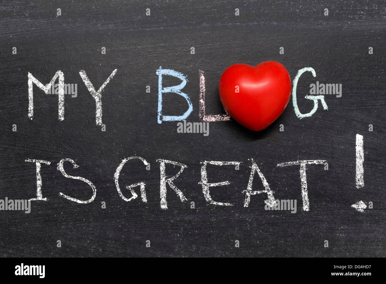 Mon blog est une grande phrase à la main sur le tableau noir de l'école Banque D'Images