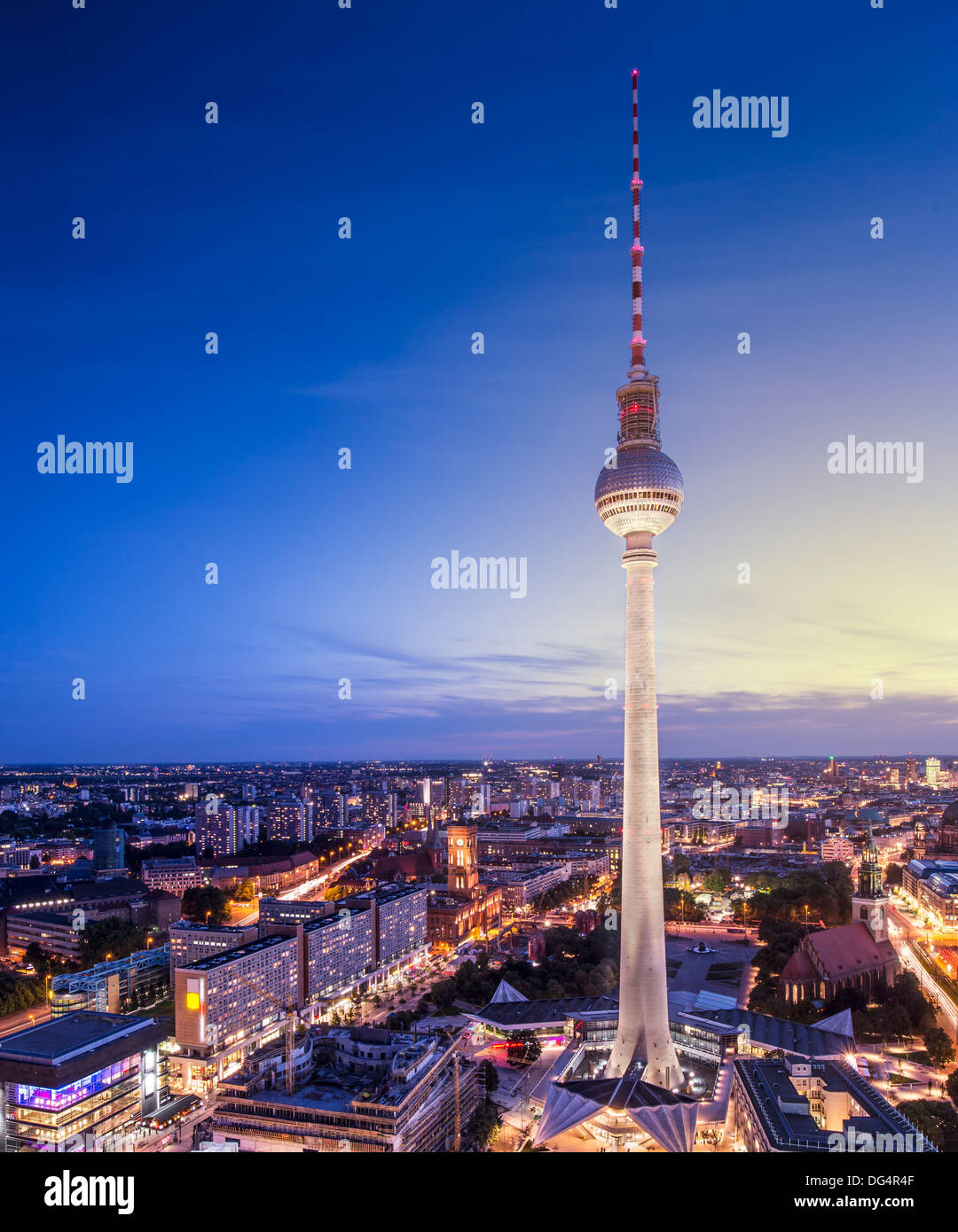 Berlin, Allemagne vue de la tour de télévision. Banque D'Images