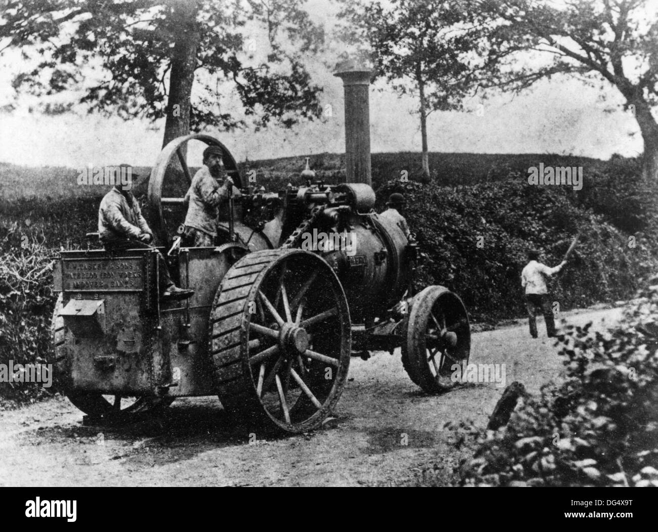 Tasker 1869 moteur de traction, en route de New York à une foire agricole à Southampton. Banque D'Images