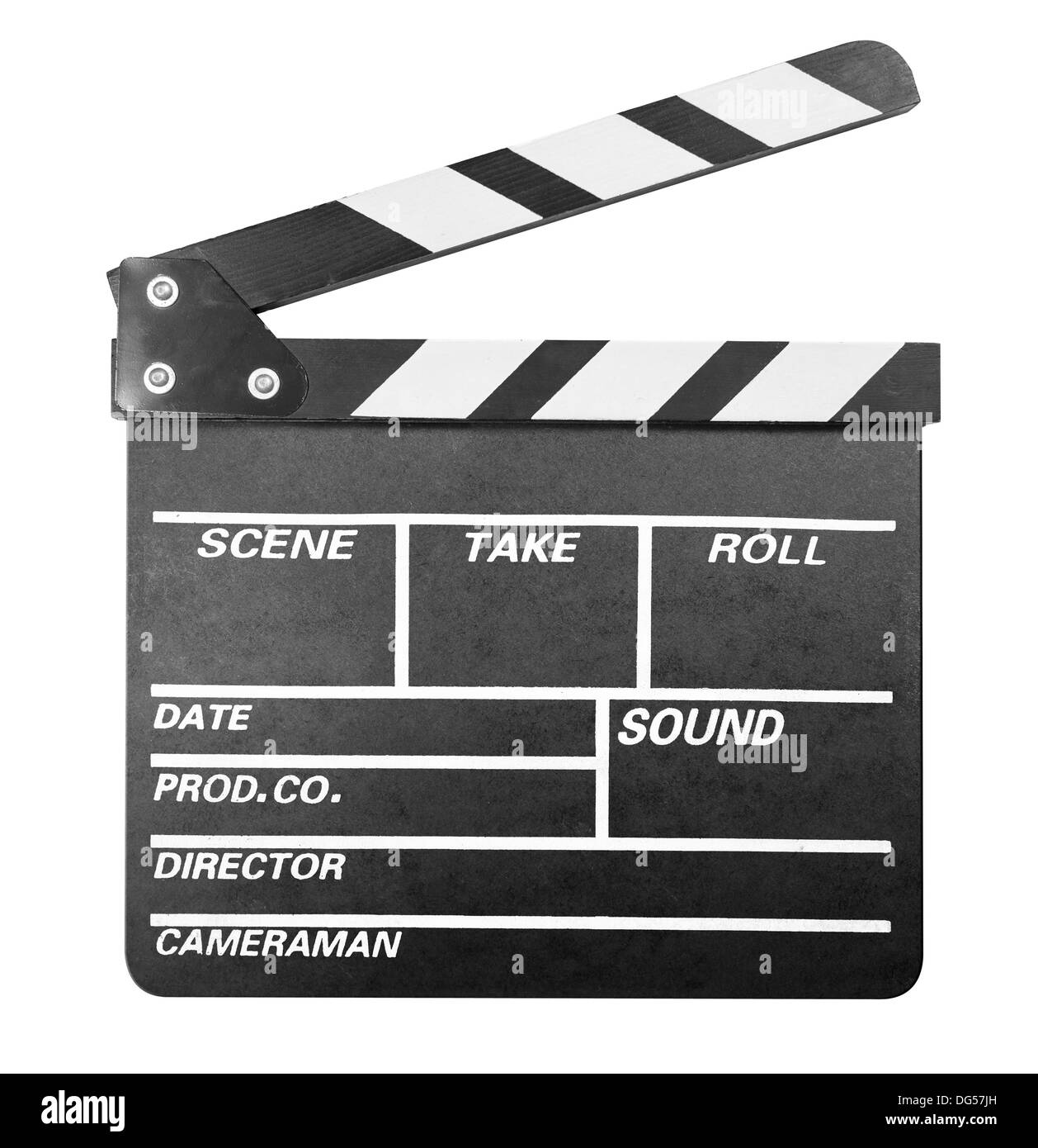 Clapper board isolated on white Banque D'Images