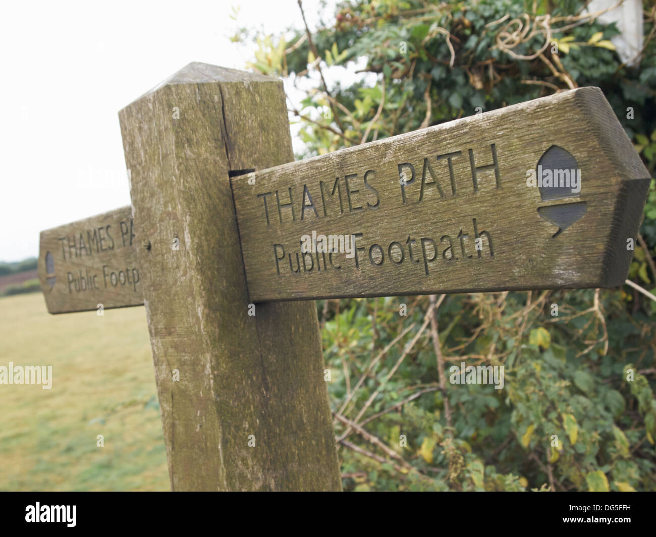 Thames Path Signe, Glocestershire, Angleterre Banque D'Images