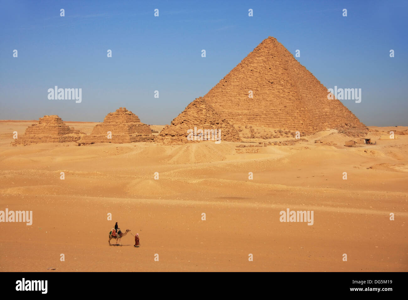 Pyramide de Menkaourê et pyramides de reines, Le Caire Banque D'Images