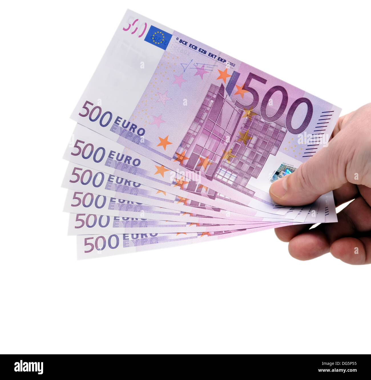Hand holding euro argent fan Banque D'Images